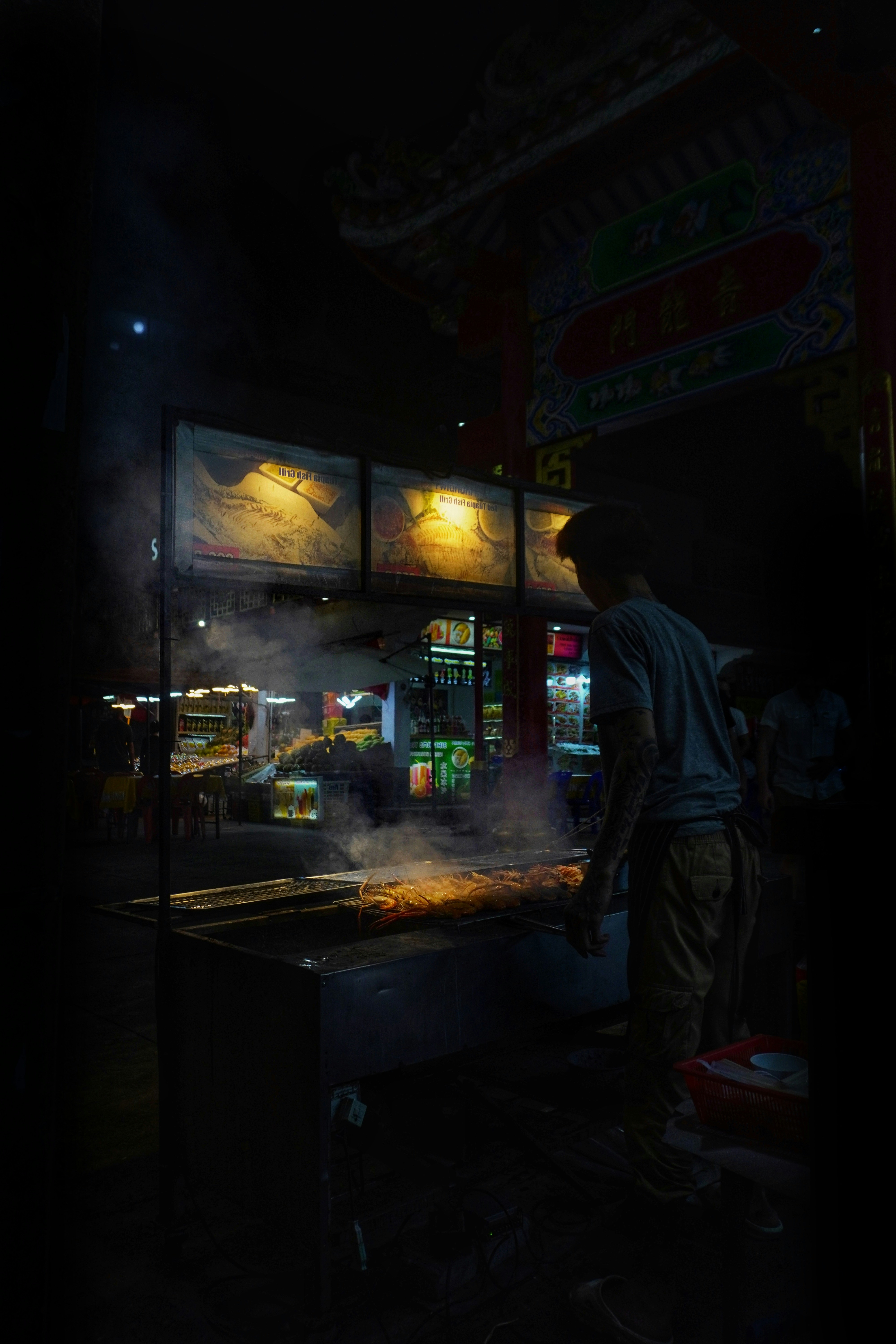 Street food stalls at night in Pattaya
