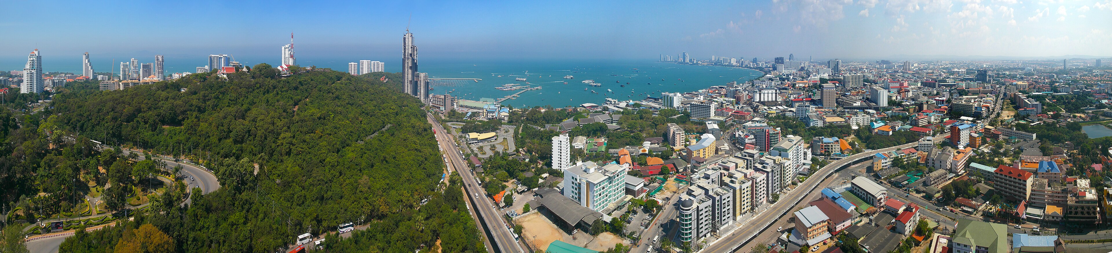 Panoramic view of Pattaya Bay and skyline